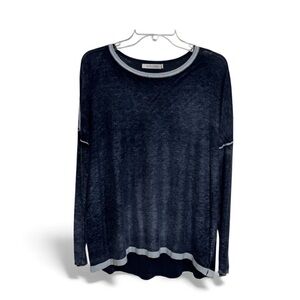 Mersea Bamboo Cashmere Blend Long Sleeve Shirt Women's Size L Blue Lightweight